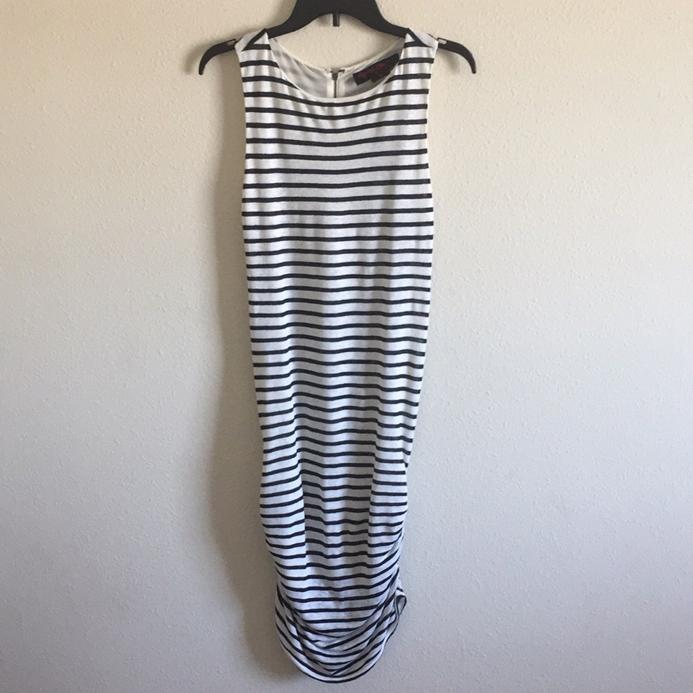 Alice + Olivia Black and White Horizontal Stripes and Sleeveless Dress